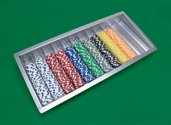 Metal 12 Row Casino Table Chip Tray with Cover and Lock