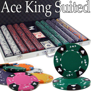 Pre-Pack - 1000 Ct Ace King Suited Chip Set Aluminum Case