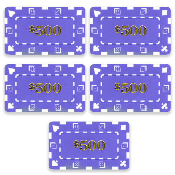 5 Denominated Poker Plaques Purple $500