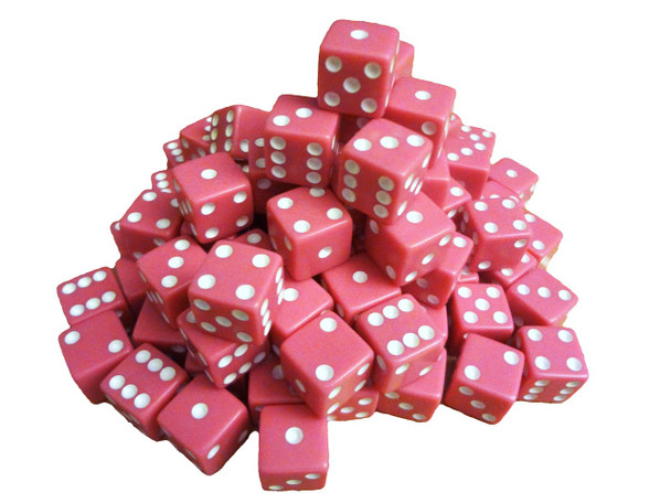 16mm Pink Dice w/ White Pips