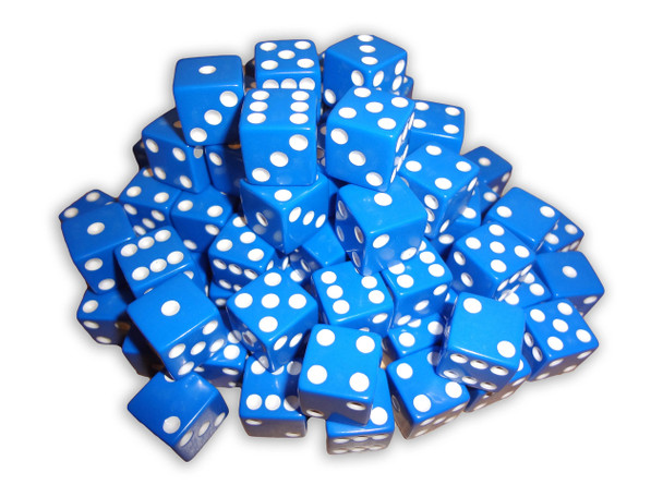 1000 Count - 16mm Blue Dice w/ White Pips 1000 Count - 16mm Blue Dice w/ White Pips