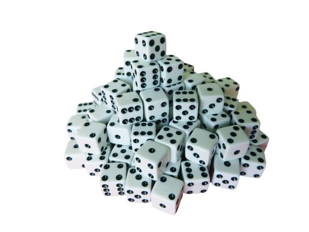 8mm White Dice w/ Black Pips