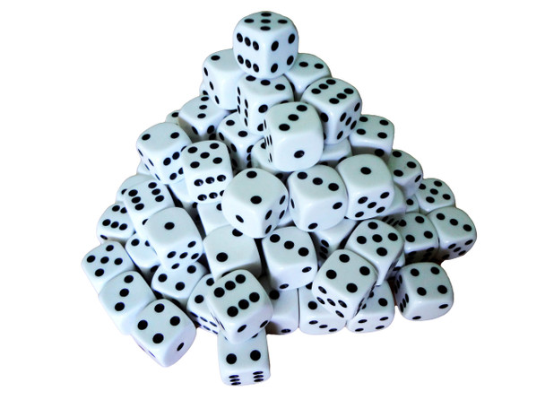 16mm White Round Corner Dice w/ Black Pips