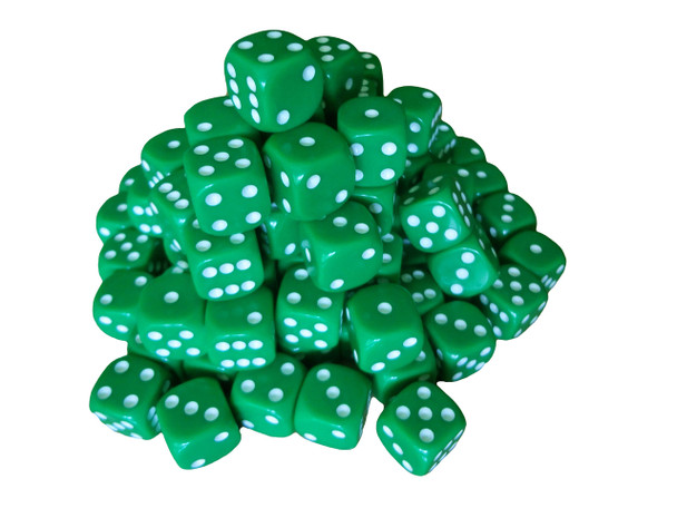 16mm Green Round Corner Dice w/ White Pips