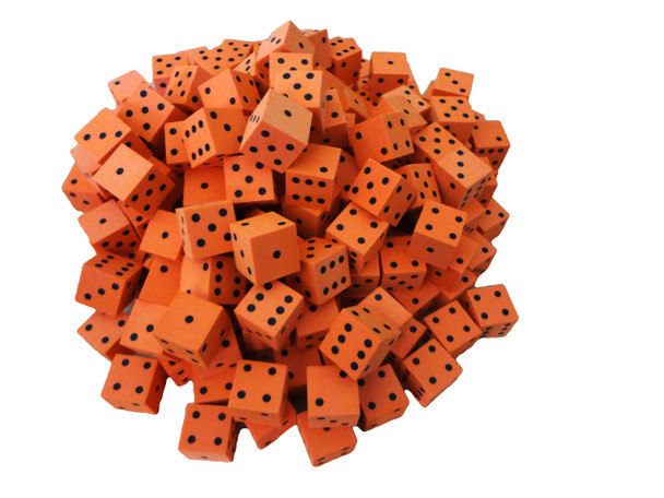 16mm Orange Foam Dice w/ Black Pips