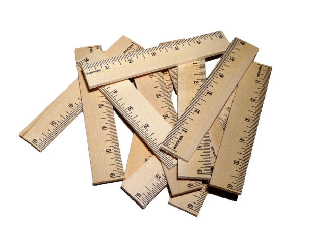 12 Count - Wooden 6" Rulers