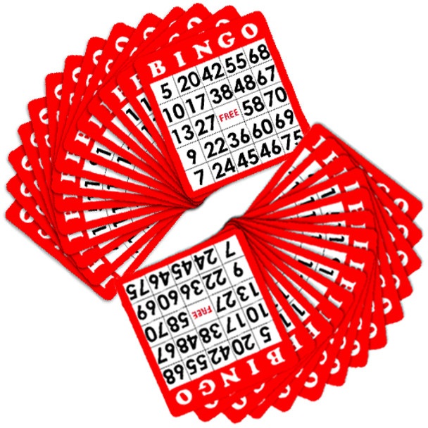 100 Pack of Red Bingo Cards