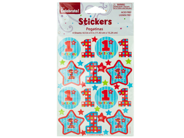 1st Birthday Stickers (pack of 24)