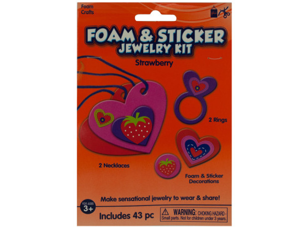 Strawberry Foam and Sticker Jewelry Kit (pack of 18)