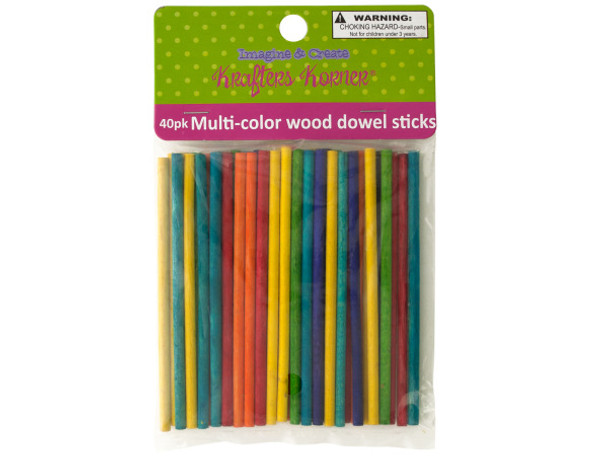 Multi-Color Wood Dowel Sticks (pack of 12)