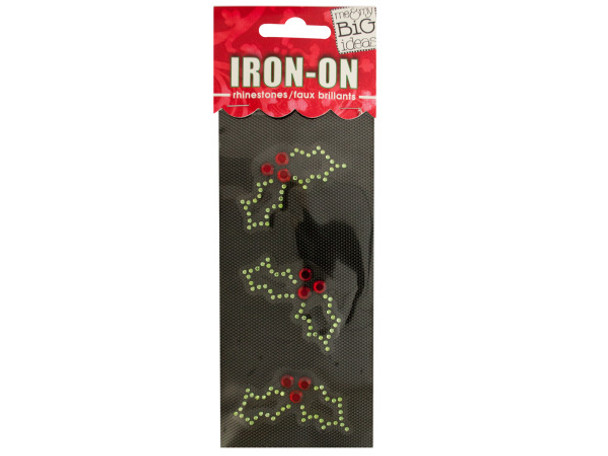 Holly Rhinestone Iron-On Transfer (pack of 24)