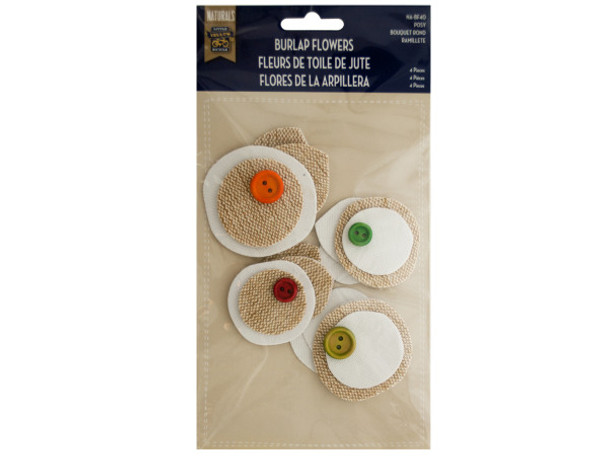 Burlap Flowers Craft Embellishments (pack of 24)