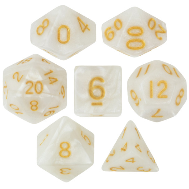 7 Die Polyhedral Dice Set in Velvet Pouch-Forbidden Treasure