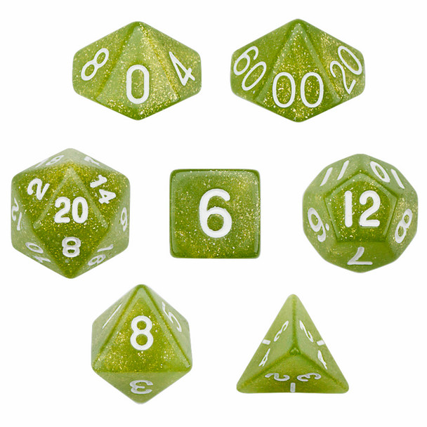 7 Die Polyhedral Dice Set in Velvet Pouch - Serpent