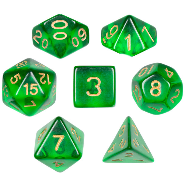 7 Die Polyhedral Set in Velvet Pouch, Sylvan Spirits