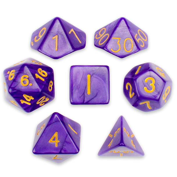 Set of 7 Polyhedral Dice, Lucid Dreams