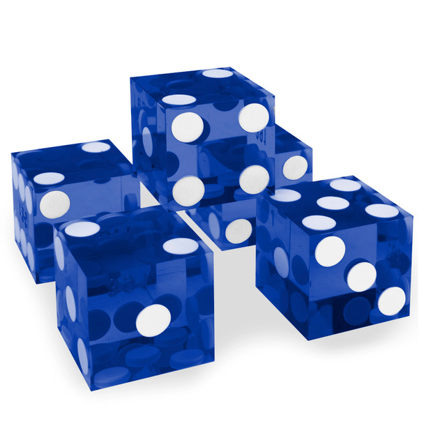 (5) New Blue 19mm Grd A Precision Dice w/Matching Serial #s