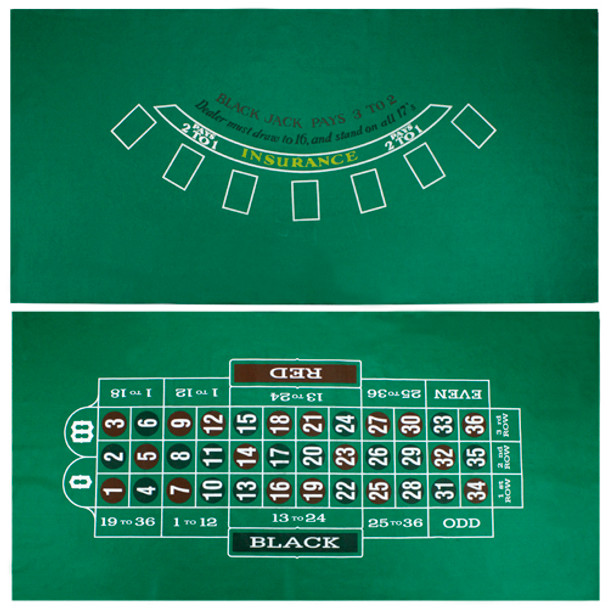 Blackjack and Roulette Table Felt