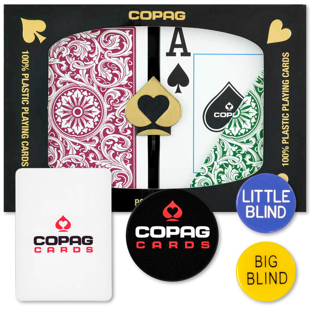 Copag Dealer Kit - 1546 Green/Burgundy Poker Jumbo