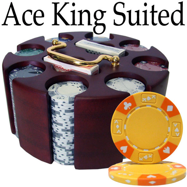 Custom - 200 Ct Ace King Suited Chip Set Wooden Carousel