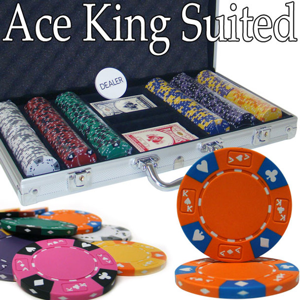 Pre-Pack - 300 Ct Ace King Suited Chip Set Aluminum Case