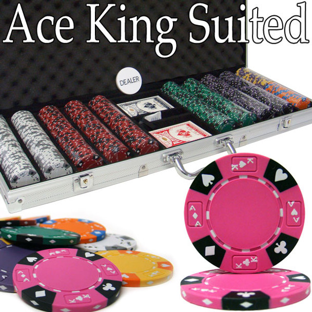 Pre-Pack - 500 Ct Ace King Suited Chip Set Aluminum Case