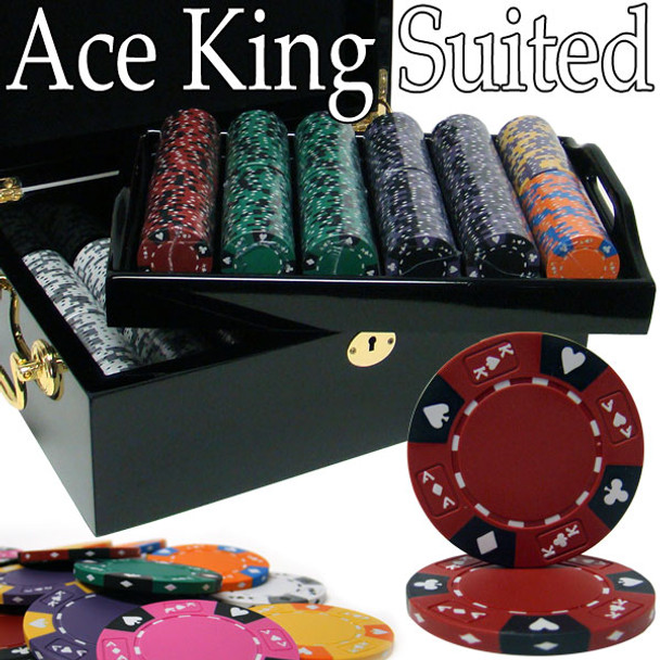 Pre-Pack - 500 Ct Ace King Suited Set Black Mahogany Case