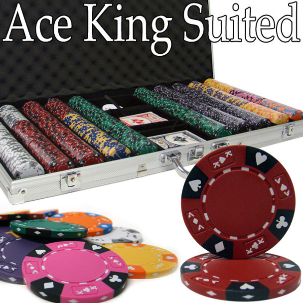 Pre-Pack - 750 Ct Ace King Suited Chip Set Aluminum Case