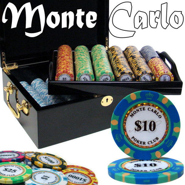 Pre-Pack - 500 Ct Monte Carlo Chip Set Black Mahogany Case
