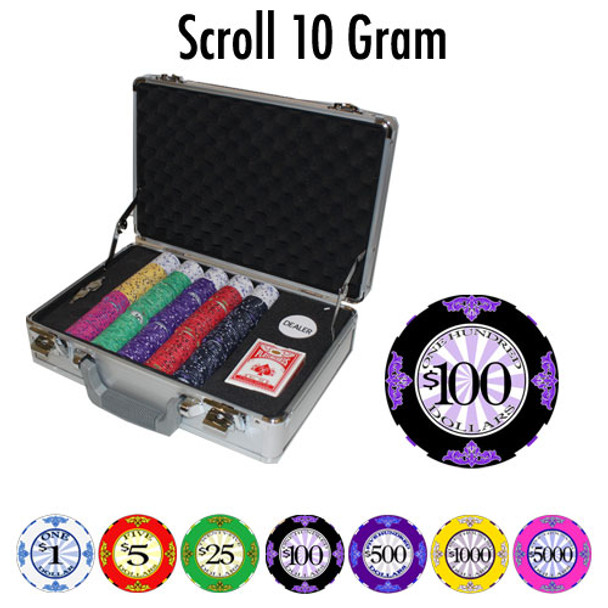 300 Ct Custom Breakout Scroll Poker Chip Set Claysmith Case