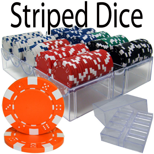 200 Ct - Custom Breakout - Striped Dice 11.5G - Acrylic Tray