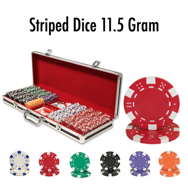 500 Ct - Pre-Packaged - Striped Dice 11.5 G - Black Aluminum