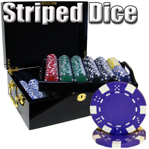 500 Ct - Pre-Packaged - Striped Dice 11.5 G - Black Mahogany