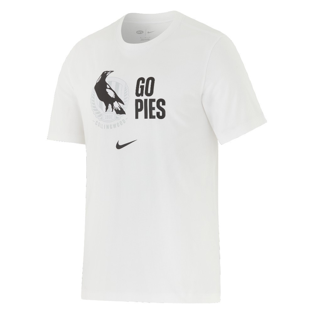 Collingwood 2025 Nike Mens White Graphic Tee | Official Collingwood FC Merchandise