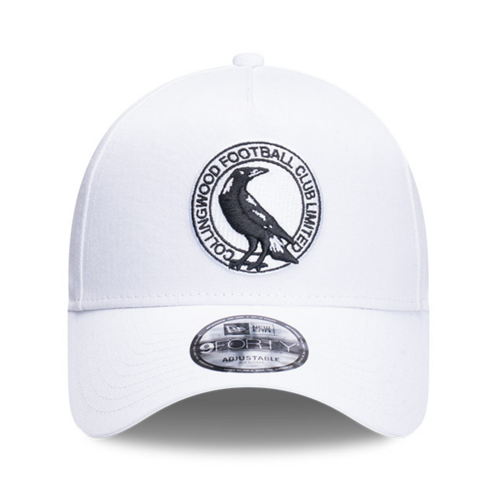 Collingwood New Era 9FORTY A-Frame Basic White Cap | Official Collingwood FC Merchandise