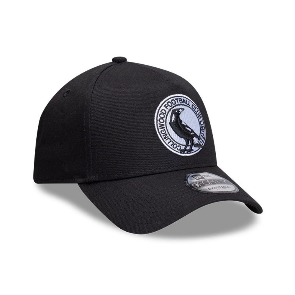 Collingwood New Era 9FORTY A-Frame Basic Black Cap | Official Collingwood FC Merchandise
