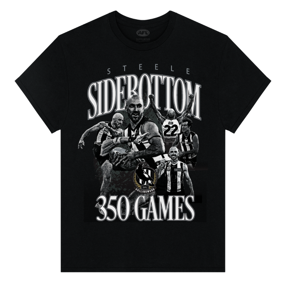 Collingwood Steele Sidebottom 350 Game Limited-Edition Tee | Official Collingwood FC Merchandise