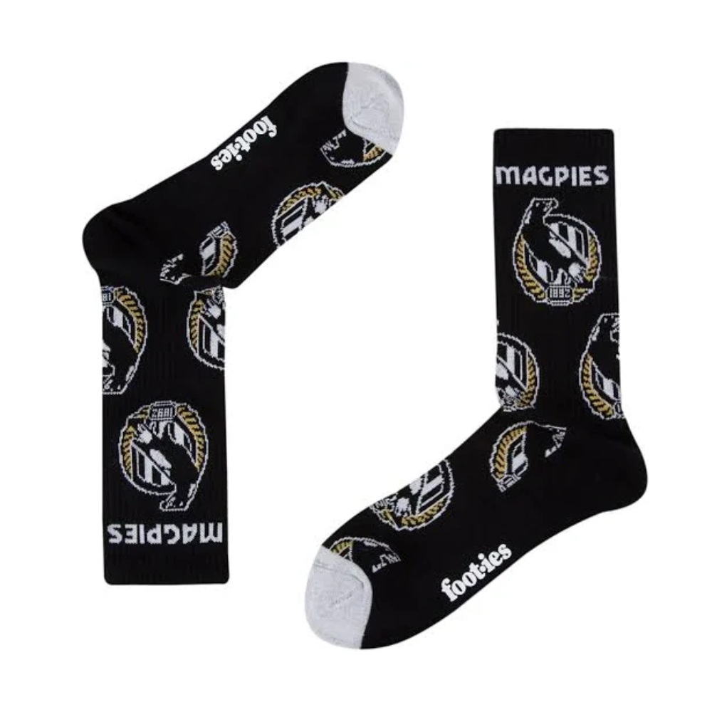 Collingwood Foot-ies Mascot Sneaker 2 Pack Socks M/L | Official Collingwood FC Merchandise