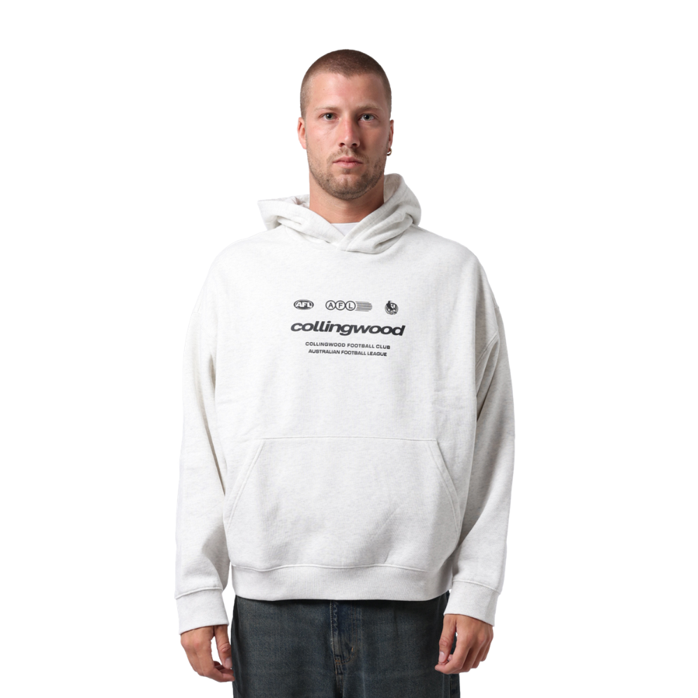 Collingwood Lifestyle Box Fit Grey Hood | Official Collingwood FC Merchandise