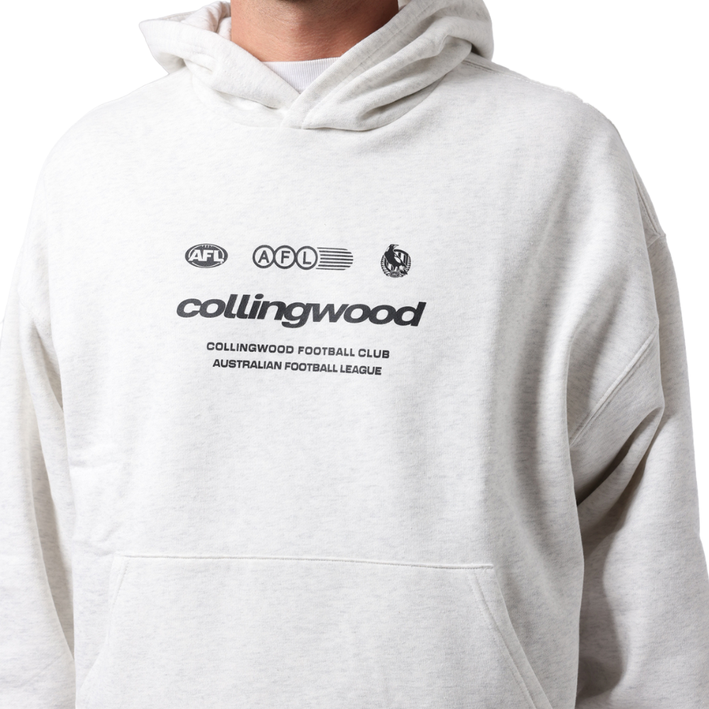 Collingwood Lifestyle Box Fit Grey Hood | Official Collingwood FC Merchandise