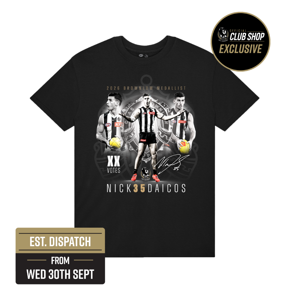 (PRE ORDER) Collingwood Nick Daicos 2026 Brownlow Youth Tee