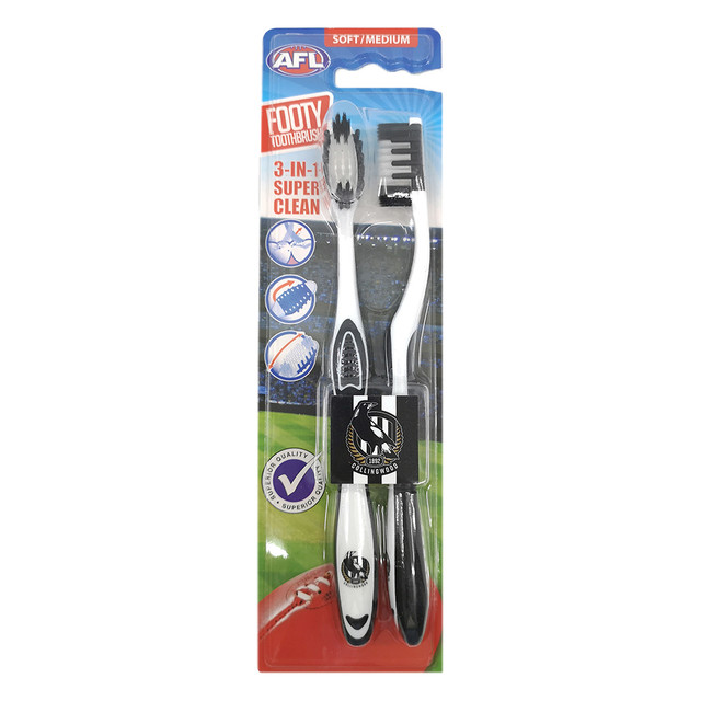 Collingwood AFL Toothbrush 2 Pack Collingwood AFL Toothbrush 2 Pack
