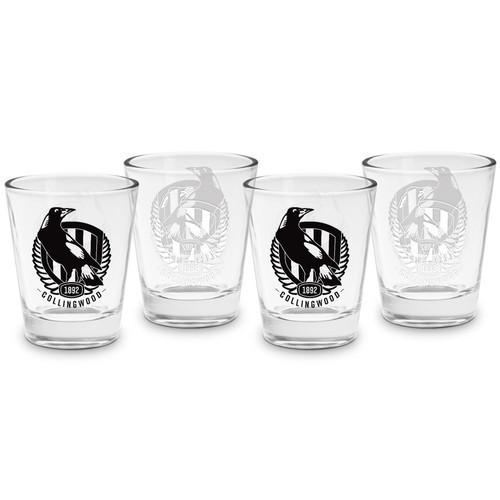 Collingwood Shot Glasses 4 Pack | Official Collingwood FC Merchandise