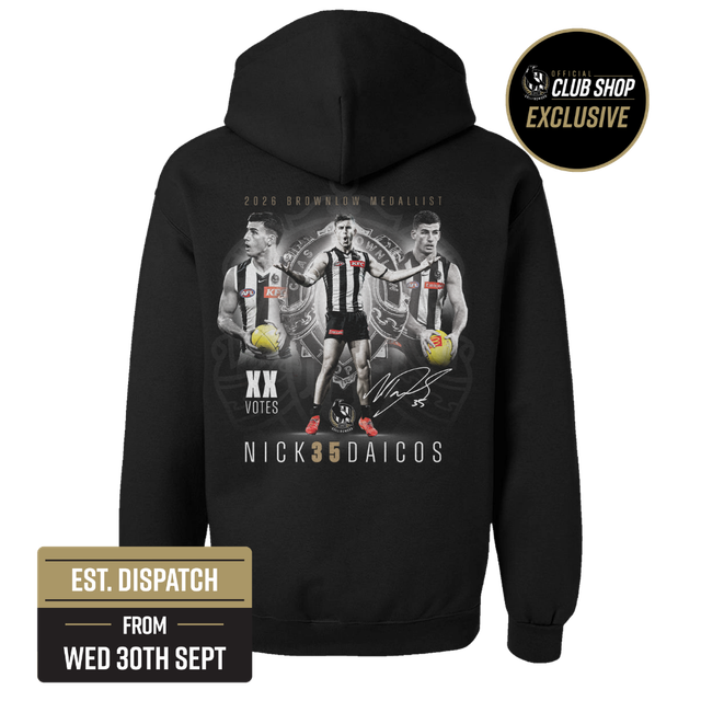 (PRE ORDER) Collingwood Nick Daicos 2026 Brownlow Unisex Hood