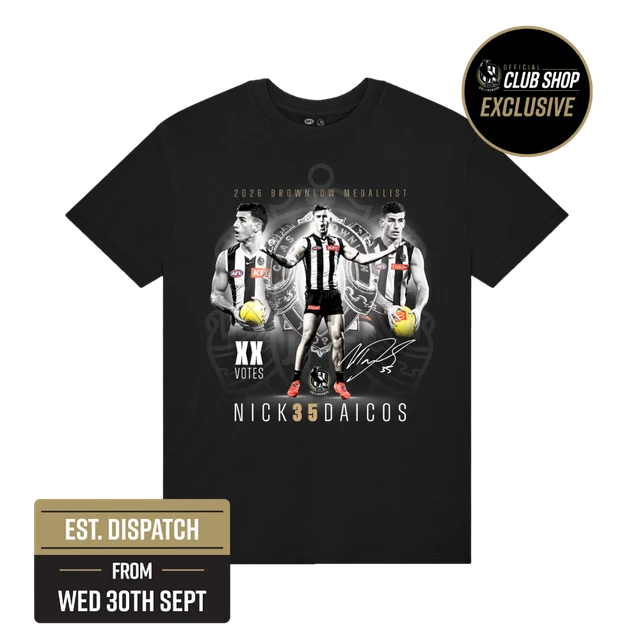 (PRE ORDER) Collingwood Nick Daicos 2026 Brownlow Youth Tee