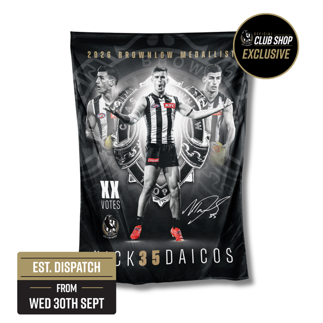 (PRE ORDER) Collingwood Nick Daicos 2026 Brownlow Wall Flag