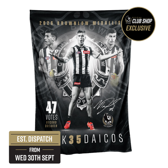(PRE ORDER) Collingwood Nick Daicos 2026 Brownlow Wall Flag