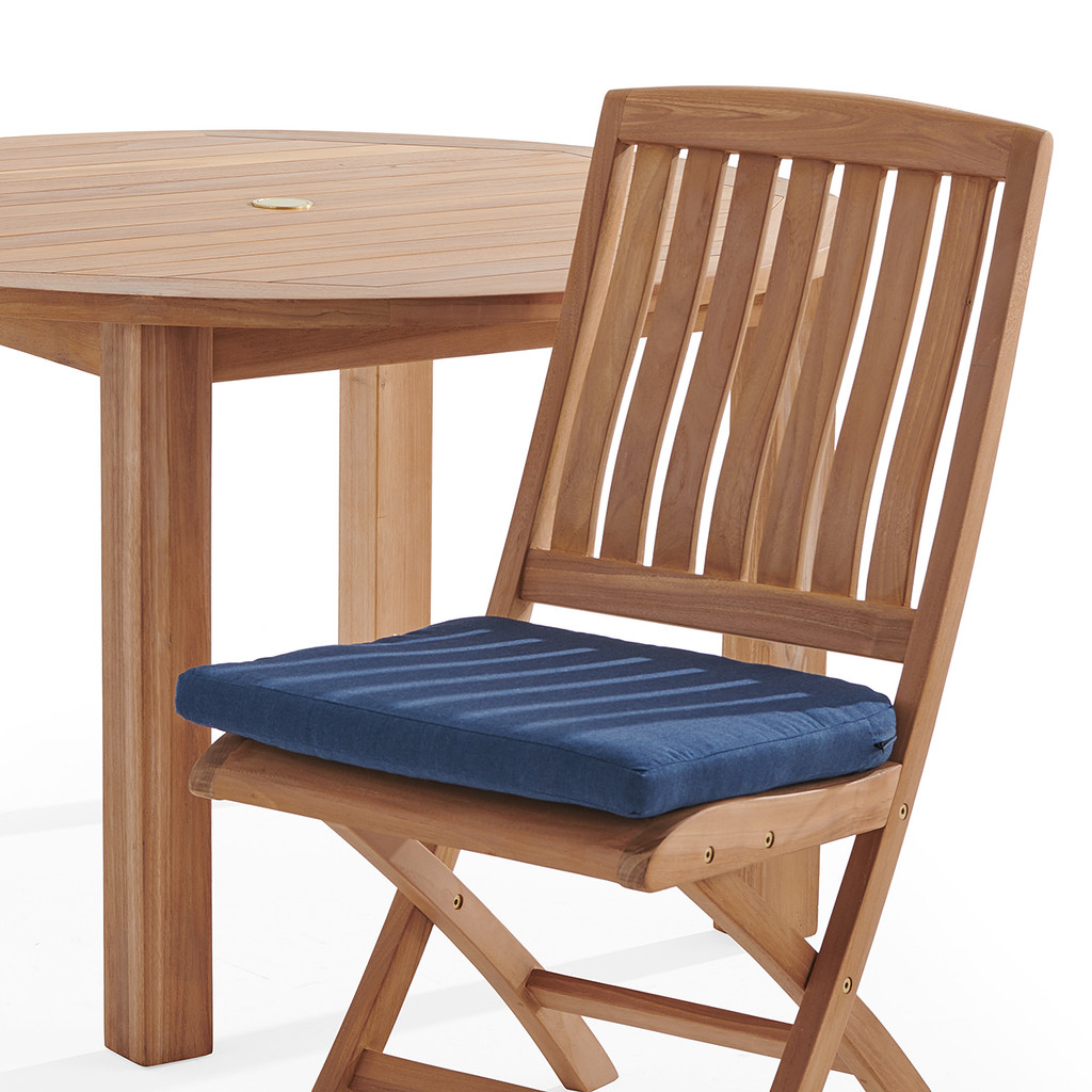 Chair close-up with navy cushion