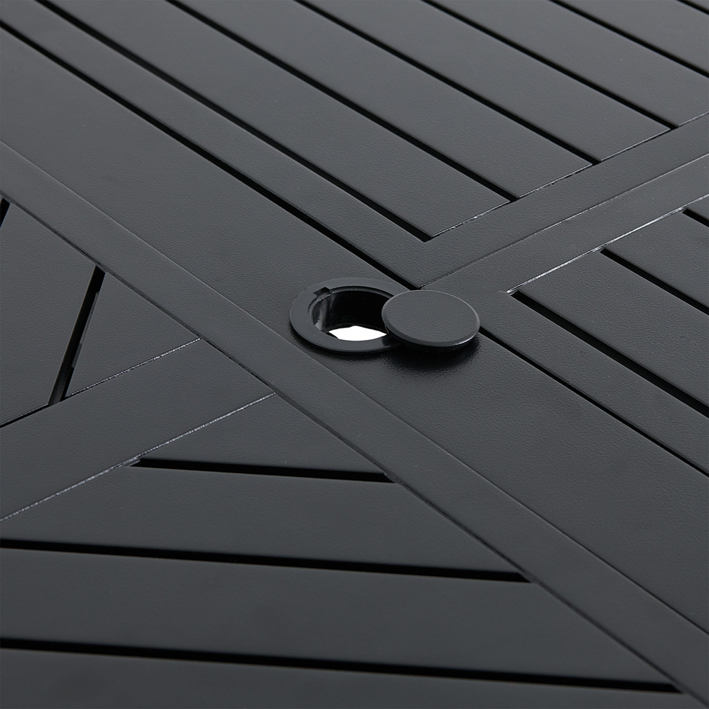 Close-up of table drainage/plug hole and surface seam