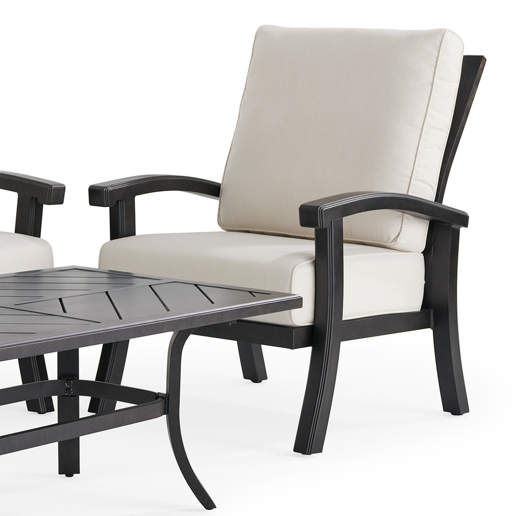 Close-up of armchair and table corner